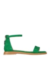 Mjus Woman Sandals Green Size 11 Soft Leather