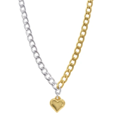 Adornia Water Resistant Crystal Heart Tennis Chain Necklace Gold In Silver