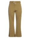 Siste's Woman Pants Military Green Size L Viscose, Polyester, Nylon, Elastane