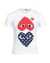 Comme Des Garçons Play Polka-dot And Red Heart-to-heart Graphic Tee In White