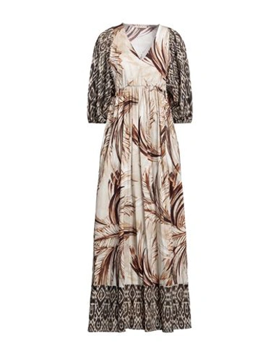 No-nà Woman Maxi Dress Beige Size L Cotton