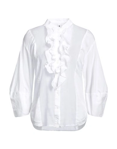 European Culture Woman Shirt White Size L Cotton, Rubber