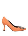 Bibi Lou Woman Pumps Orange Size 10 Soft Leather In Orange