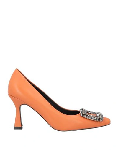 Bibi Lou Woman Pumps Orange Size 10 Soft Leather