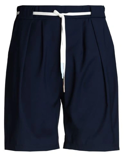 Takeshy Kurosawa Man Shorts & Bermuda Shorts Navy Blue Size Xl Polyester, Viscose, Elastane
