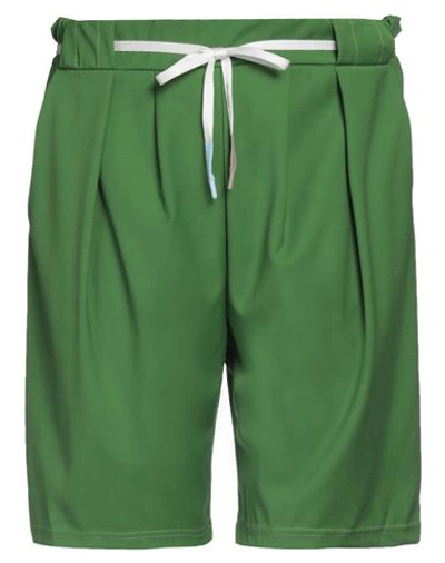 Takeshy Kurosawa Man Shorts & Bermuda Shorts Green Size L Polyester, Viscose, Elastane