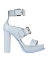 Alexander Mcqueen 120mm Open-toe Leather Sandals In Blau