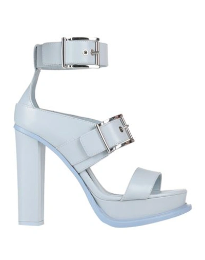 Alexander Mcqueen Woman Sandals Sky Blue Size 11 Soft Leather