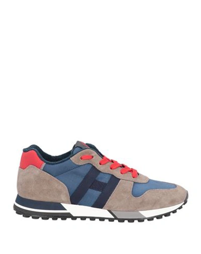 Hogan Man Sneakers Khaki Size 9 Leather, Textile Fibers In Beige