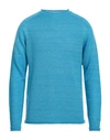 120% Lino Man Sweater Turquoise Size L Mohair Wool, Polyamide, Linen, Cashmere, Wool In Blue