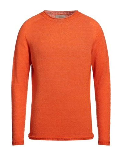 120% Lino Man Sweater Orange Size Xl Mohair Wool, Polyamide, Linen, Cashmere, Wool