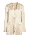 ANTONELLI ANTONELLI WOMAN BLAZER BEIGE SIZE 6 VISCOSE, LINEN