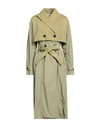 HIGH HIGH WOMAN OVERCOAT & TRENCH COAT MILITARY GREEN SIZE 10 COTTON, POLYAMIDE