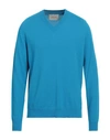 Lucques Man Sweater Azure Size 40 Wool, Cashmere In Blue