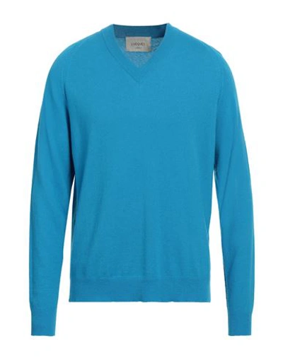 Lucques Man Sweater Azure Size 40 Wool, Cashmere In Blue