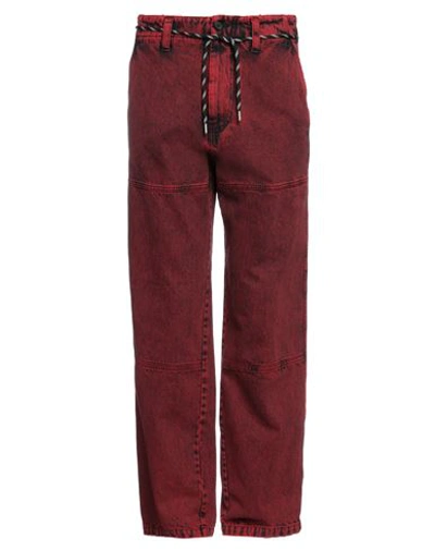 Just Cavalli Man Denim Pants Brick Red Size 40 Cotton