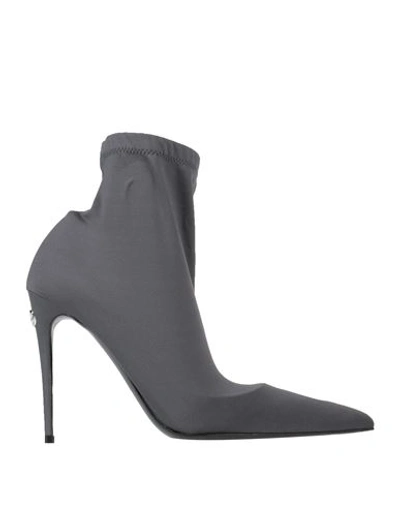 Dolce & Gabbana Woman Ankle Boots Grey Size 9.5 Textile Fibers In Grey