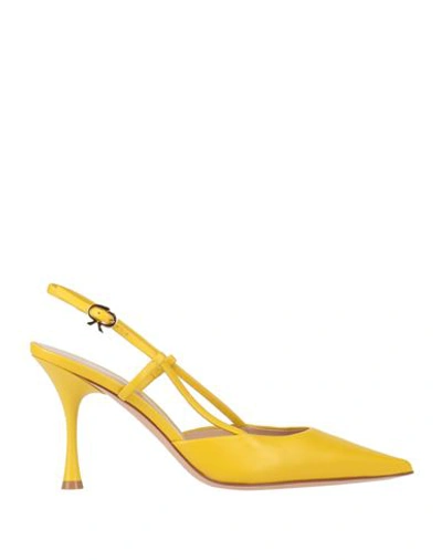 Gianvito Rossi Woman Pumps Yellow Size 9.5 Soft Leather