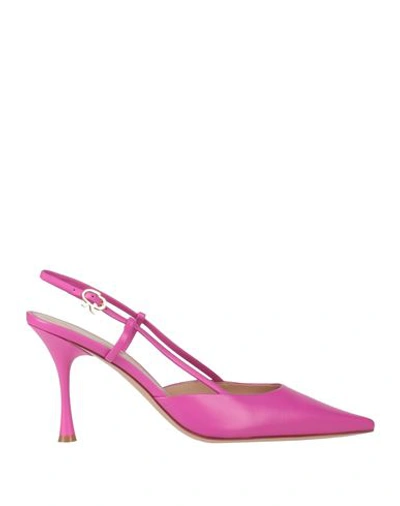 Gianvito Rossi Woman Pumps Fuchsia Size 9.5 Soft Leather In Pink