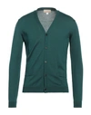 120% Lino Man Cardigan Green Size L Merino Wool In Green