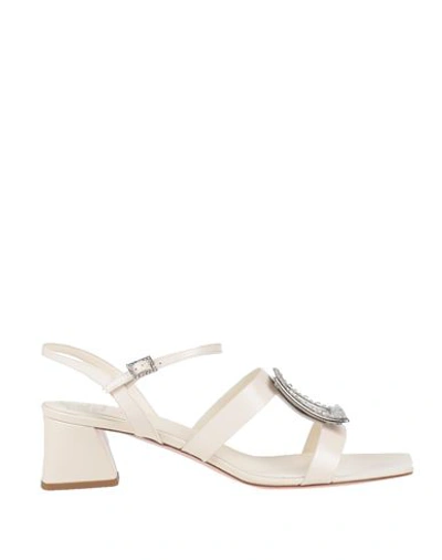 Roger Vivier Woman Sandals Ivory Size 12 Soft Leather In White