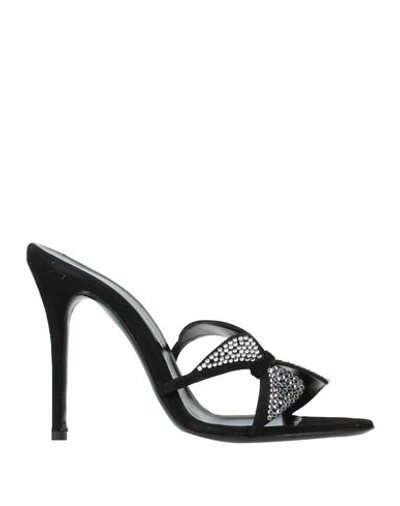 Alessandra Rich Woman Sandals Black Size 10 Soft Leather