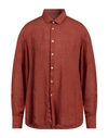Lab. Pal Zileri Man Shirt Brown Size 15 ¾ Linen