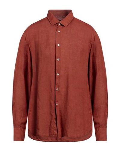 Lab. Pal Zileri Man Shirt Rust Size 16 ½ Linen In Brown