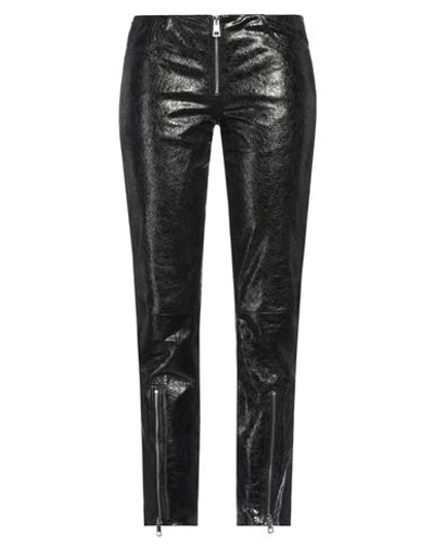 Just Cavalli Woman Pants Black Size 6 Ovine Leather, Bovine Leather
