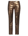 Just Cavalli Woman Pants Gold Size 8 Ovine Leather, Bovine Leather