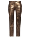 Just Cavalli Woman Pants Gold Size 8 Ovine Leather, Bovine Leather In Gold