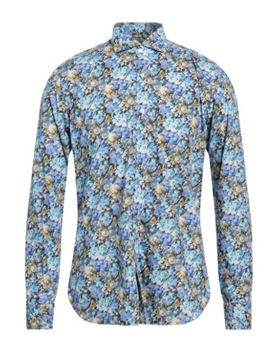 Dandylife By Barba Man Shirt Azure Size 17 Cotton In Blue