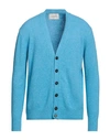 Lucques Man Cardigan Azure Size 40 Alpaca Wool, Polyamide, Mako Cotton, Modal, Elastane In Blue