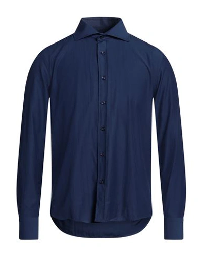Egon Von Furstenberg Man Shirt Navy Blue Size 17 Cotton