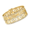 Ross-simons Diamond Floral Filigree Bracelet In 18kt Gold Over Sterling In Silver
