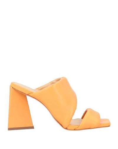 Carrano Woman Sandals Mandarin Size 6 Soft Leather In Yellow & Orange