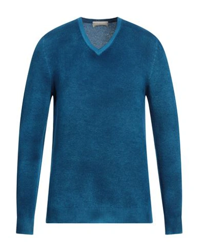 120% Lino Man Sweater Azure Size Xl Cashmere, Virgin Wool In Blue