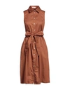 Camicettasnob Woman Midi Dress Brown Size 12 Cotton