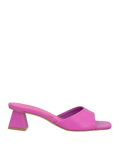 Schutz Woman Sandals Fuchsia Size 5.5 Soft Leather In Pink