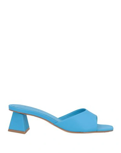 Schutz Woman Sandals Azure Size 6 Soft Leather In Blue