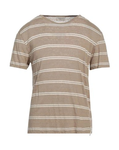 Brooksfield Man T-shirt Beige Size L Linen, Cotton