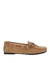 Tod's Woman Loafers Khaki Size 6 Leather In Beige