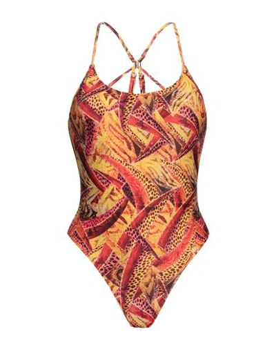 4giveness Woman One-piece Swimsuit Orange Size L Polyester, Elastane