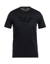 Emporio Armani Man T-shirt Midnight Blue Size Xxxl Cotton In Black