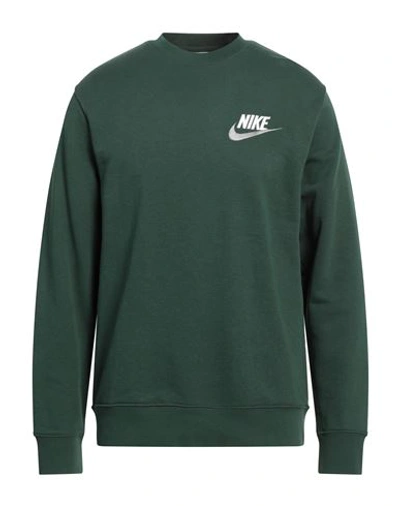 Nike Man Sweatshirt Dark Green Size L Cotton, Polyester In Green