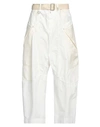 High Woman Pants White Size 12 Cotton, Linen