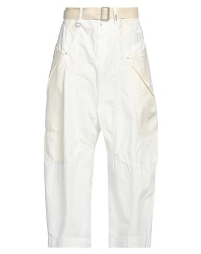 High Woman Pants White Size 12 Cotton, Linen