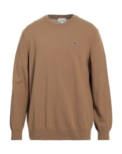 Lacoste Man Sweater Camel Size 6 Wool, Polyamide, Recycled Wool In Beige