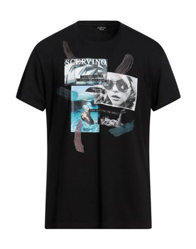 Scervino Man T-shirt Black Size Xl Cotton, Elastane