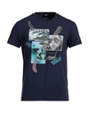 Scervino Man T-shirt Navy Blue Size M Cotton, Elastane